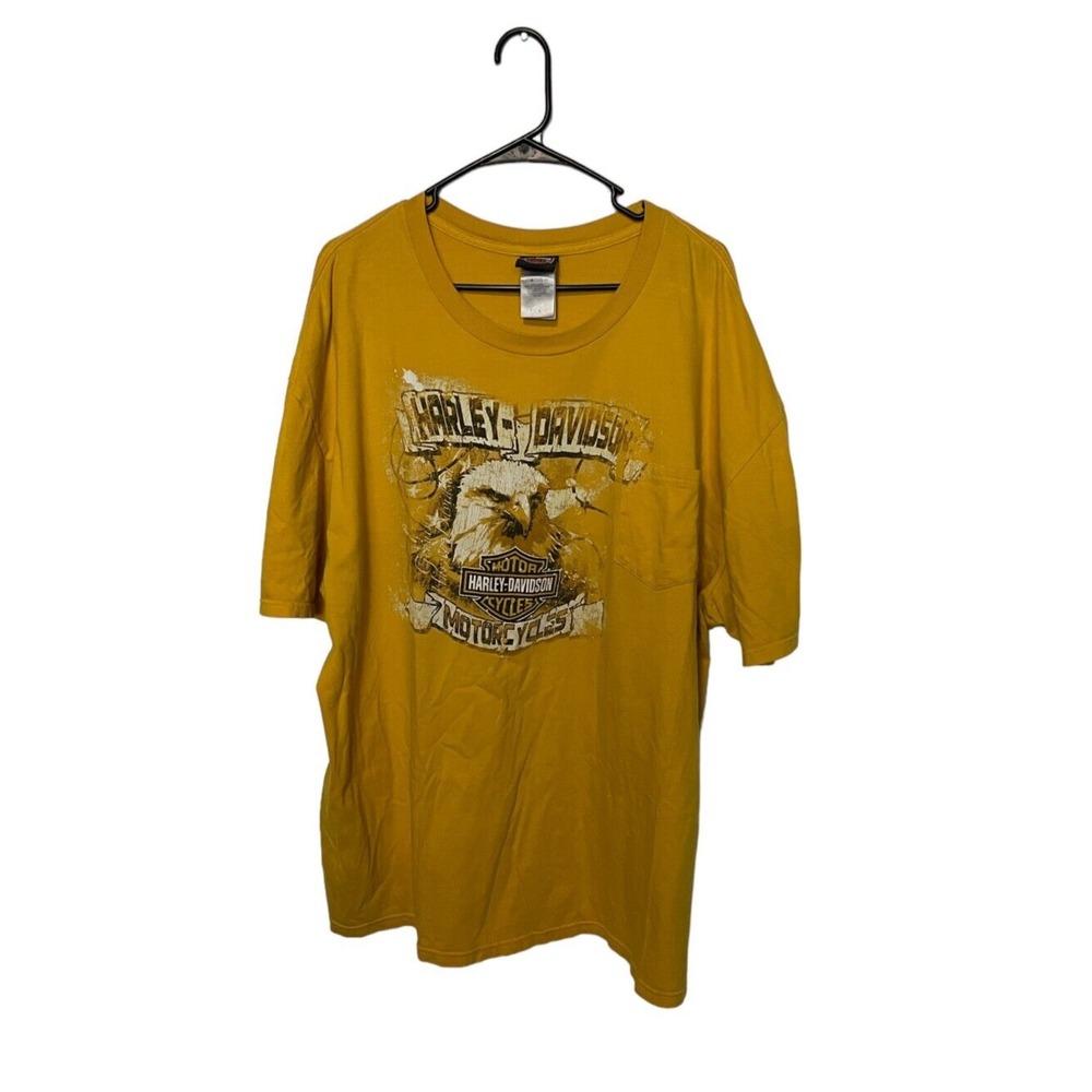 Harley Davidson Shirt Mens 3XL Gold Yellow Eagle Print Arizona Biker Motorcycle